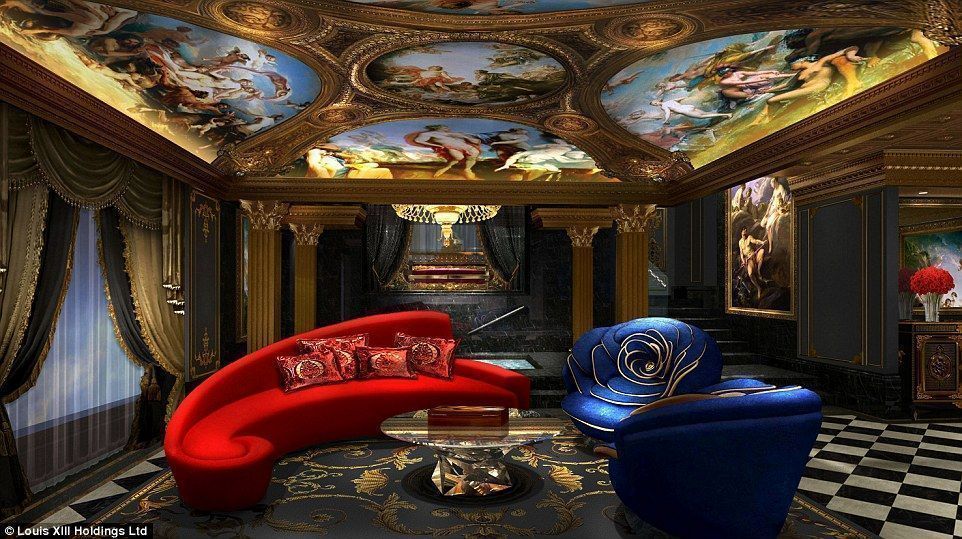 Villa du Comte rooms are decorated with extravagant artwork and faceted chrome furniture designed by Stephen Hung and leading artists