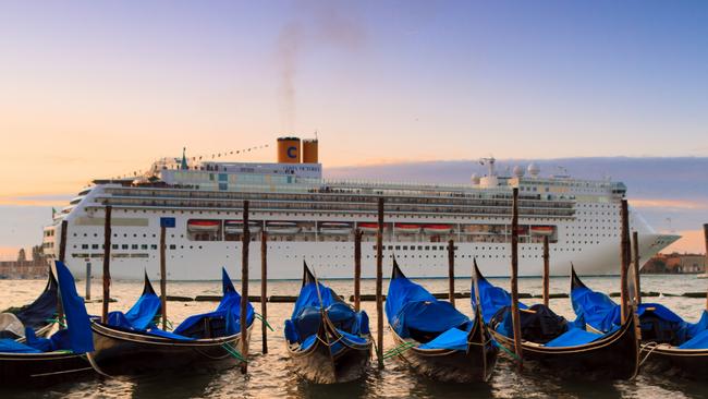 About 60,000 tourists pour into the city on cruise ships every day, swamping the permanent population of 55,000.