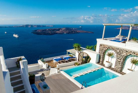 Iconic Santorini Pool Deck (149642865)